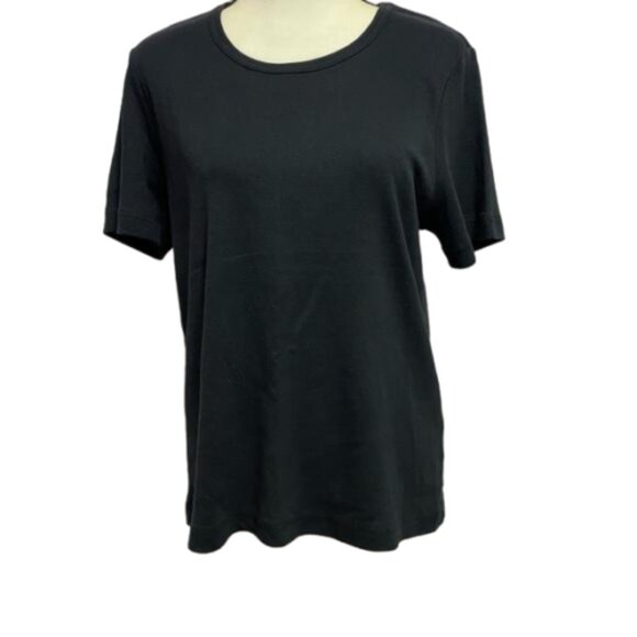 NWT ERIKA 100% Cotton Black Round Neck Short Sleeve Tee Size L #1368 - Picture 1 of 7